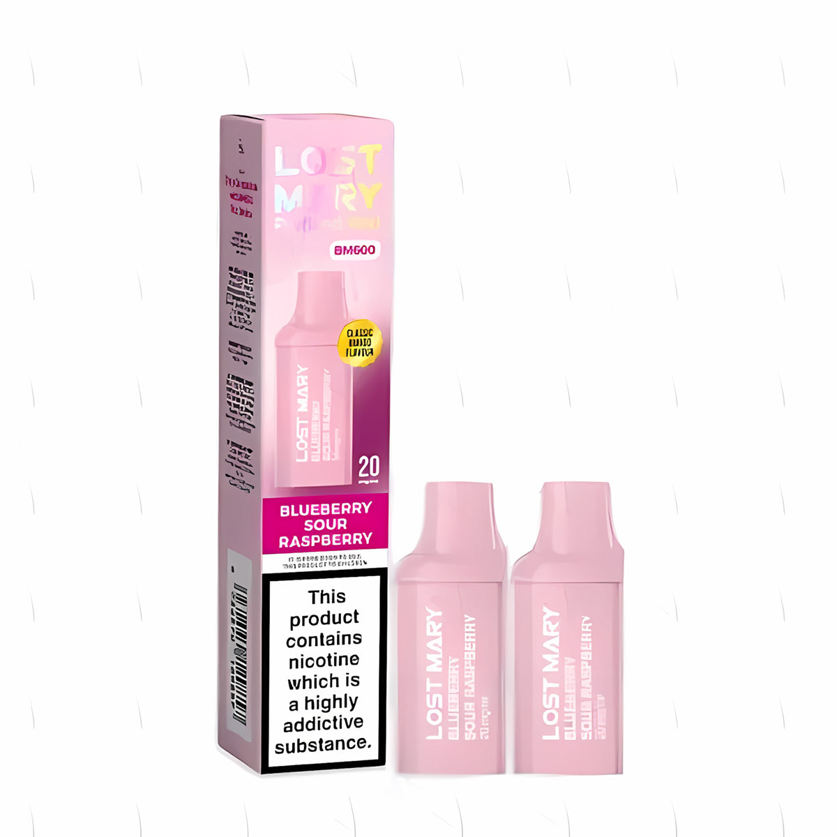 Lost Mary BM600 Prefilled Pod , Blueberry Sour Raspberry  Flavour, Vape Wave UK 