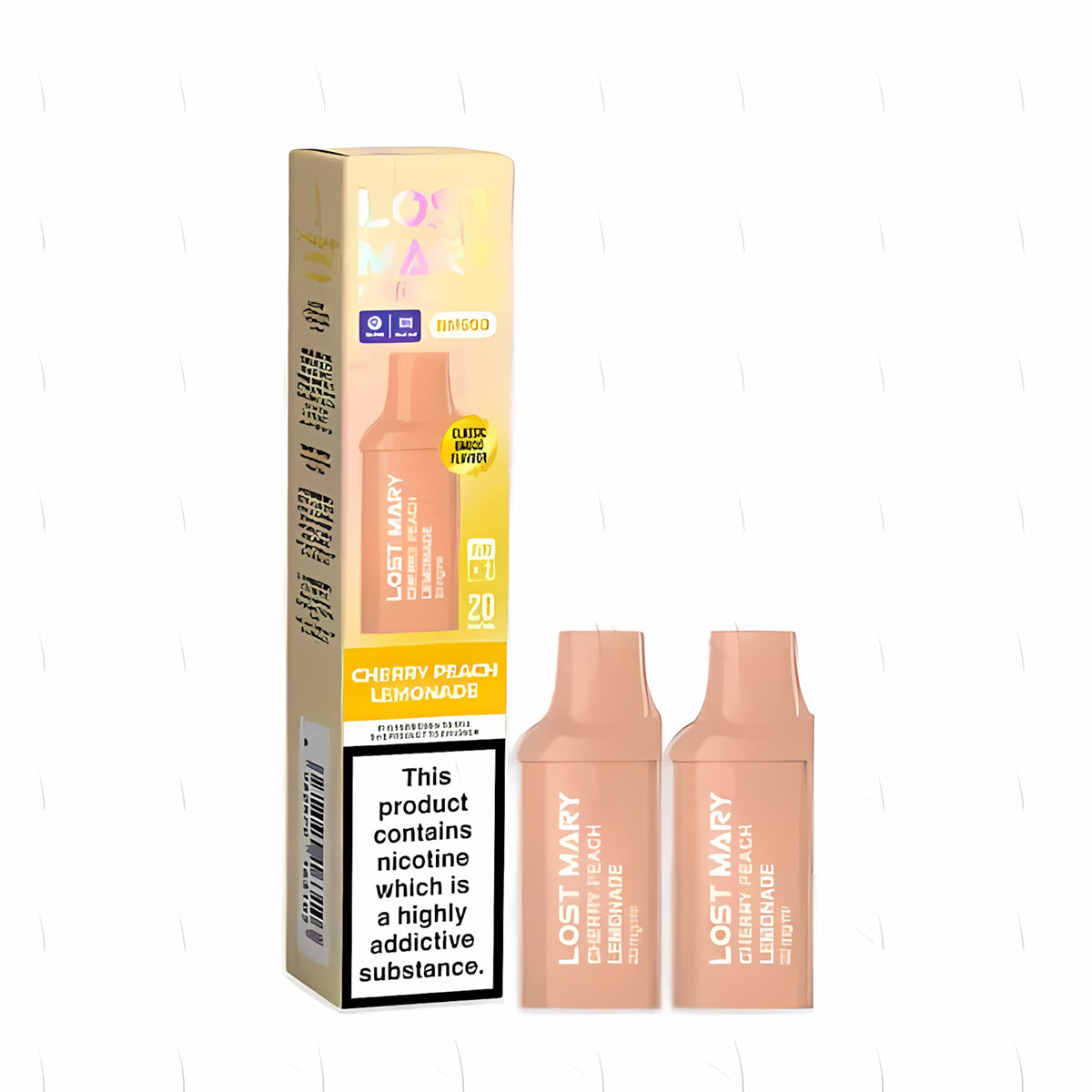 Lost Mary BM600 Prefilled Pod , Cherry Peach Lemonade  Flavour, Vape Wave UK 