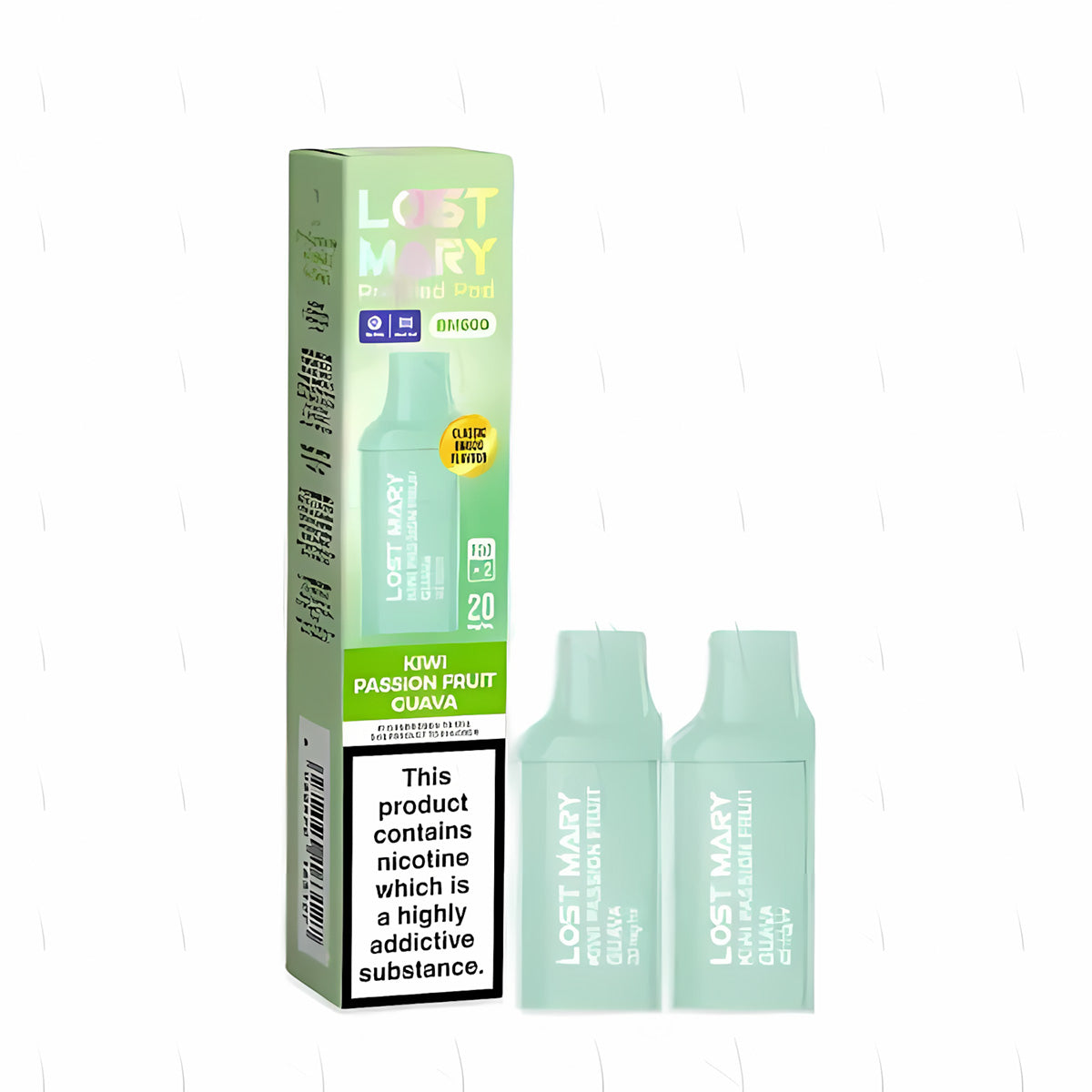 Lost Mary BM600 Prefilled Pod , Kiwi Passion Fruit Guava  Flavour, Vape Wave UK 