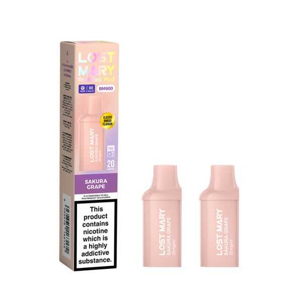 Lost Mary BM600 Prefilled Pod , Sakura Grape  Flavour, Vape Wave UK 