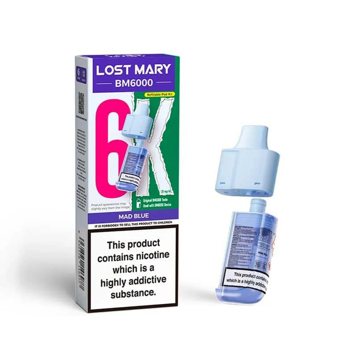 Lost Mary BM6000 Prefilled Pods , Mad Blue Flavour, Vape Wave UK