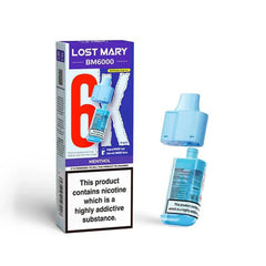 Lost Mary BM6000 Prefilled Pods , Menthol Flavour, Vape Wave UK