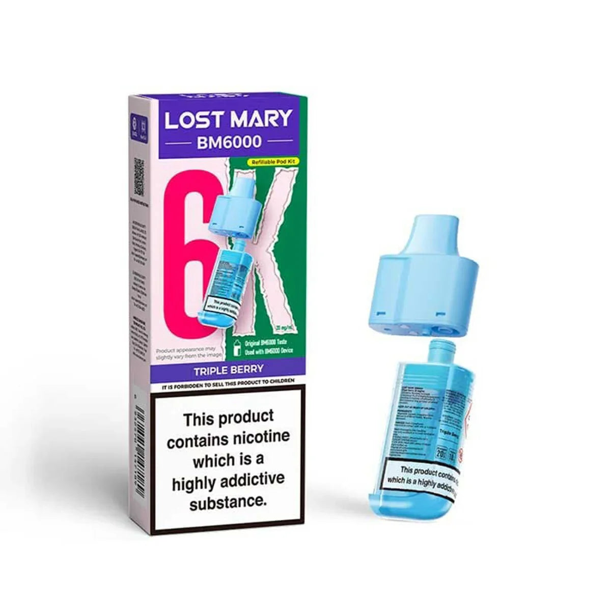 Lost Mary BM6000 Prefilled Pods , Triple Berry  Flavour, Vape Wave UK