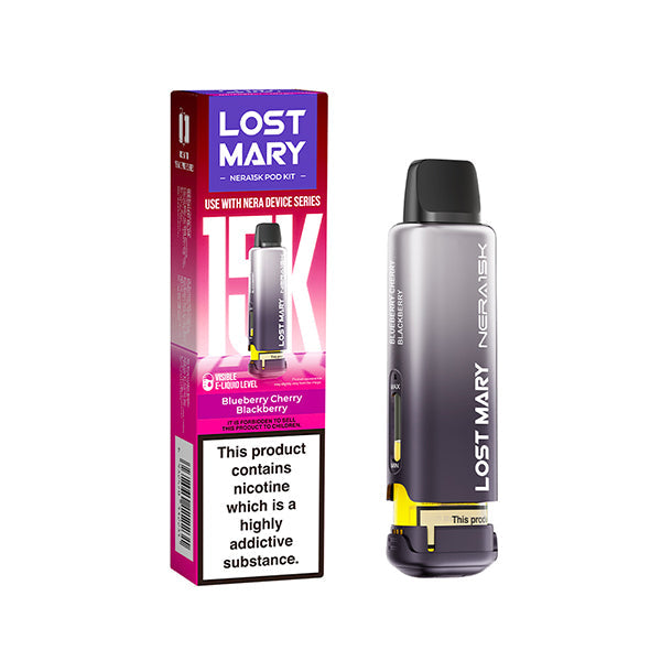 Lost Mary Nera 15,000 Prefilled Pods, Blueberry Cherry Blackberry  Flavour, Vape Wave UK