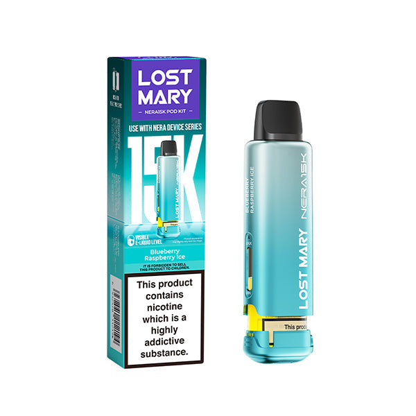 Lost Mary Nera 15,000 Prefilled Pods, Blueberry Raspberry Ice  Flavour, Vape Wave UK