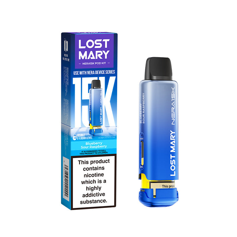 Lost Mary Nera 15,000 Prefilled Pods, Blueberry Sour Raspberry  Flavour, Vape Wave UK