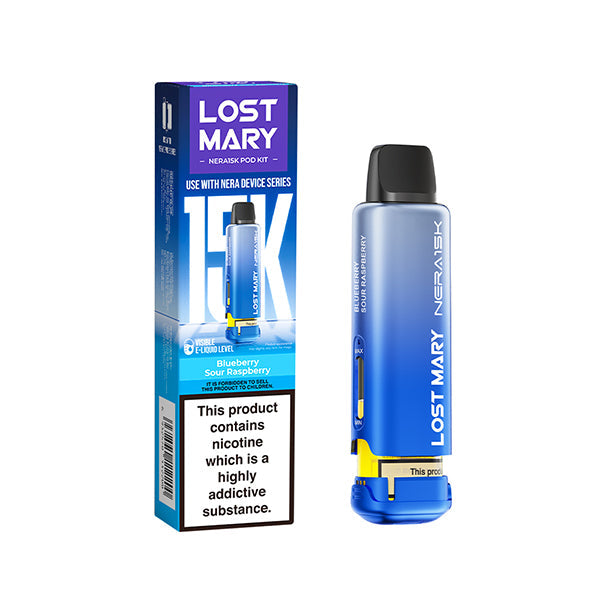 Lost Mary Nera 15,000 Prefilled Pods, Blueberry Sour Raspberry Flavour, Vape Wave UK                                               