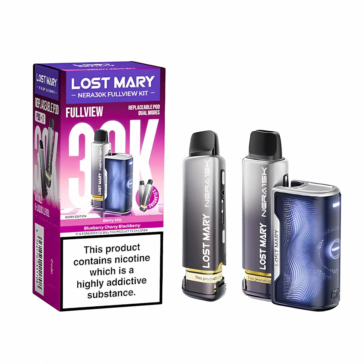 Lost Mary Nera 30K Fullview Prefilled Pod Kit, Berry Edition Flavour, Vape Wave UK