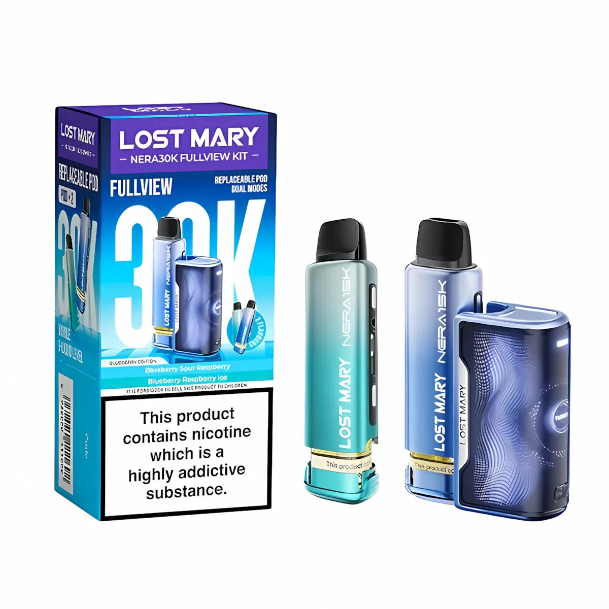 Lost Mary Nera 30K Fullview Prefilled Pod Kit, Blueberry  Edition Flavour, Vape Wave UK