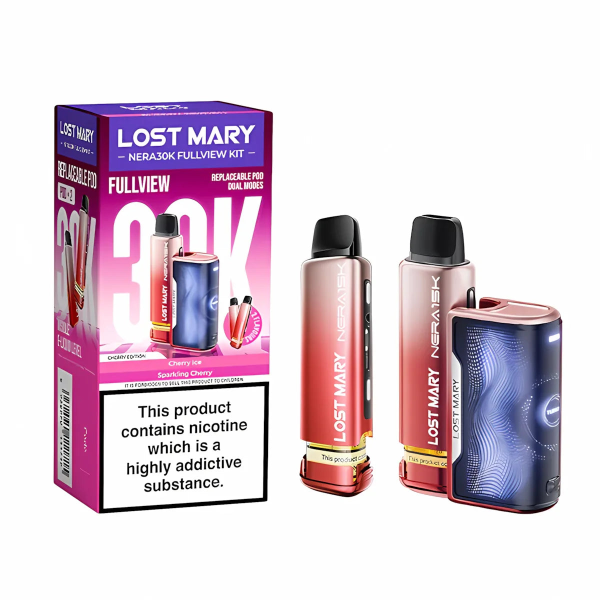 Lost Mary Nera 30K Fullview Prefilled Pod Kit, Cherry  Edition Flavour, Vape Wave UK