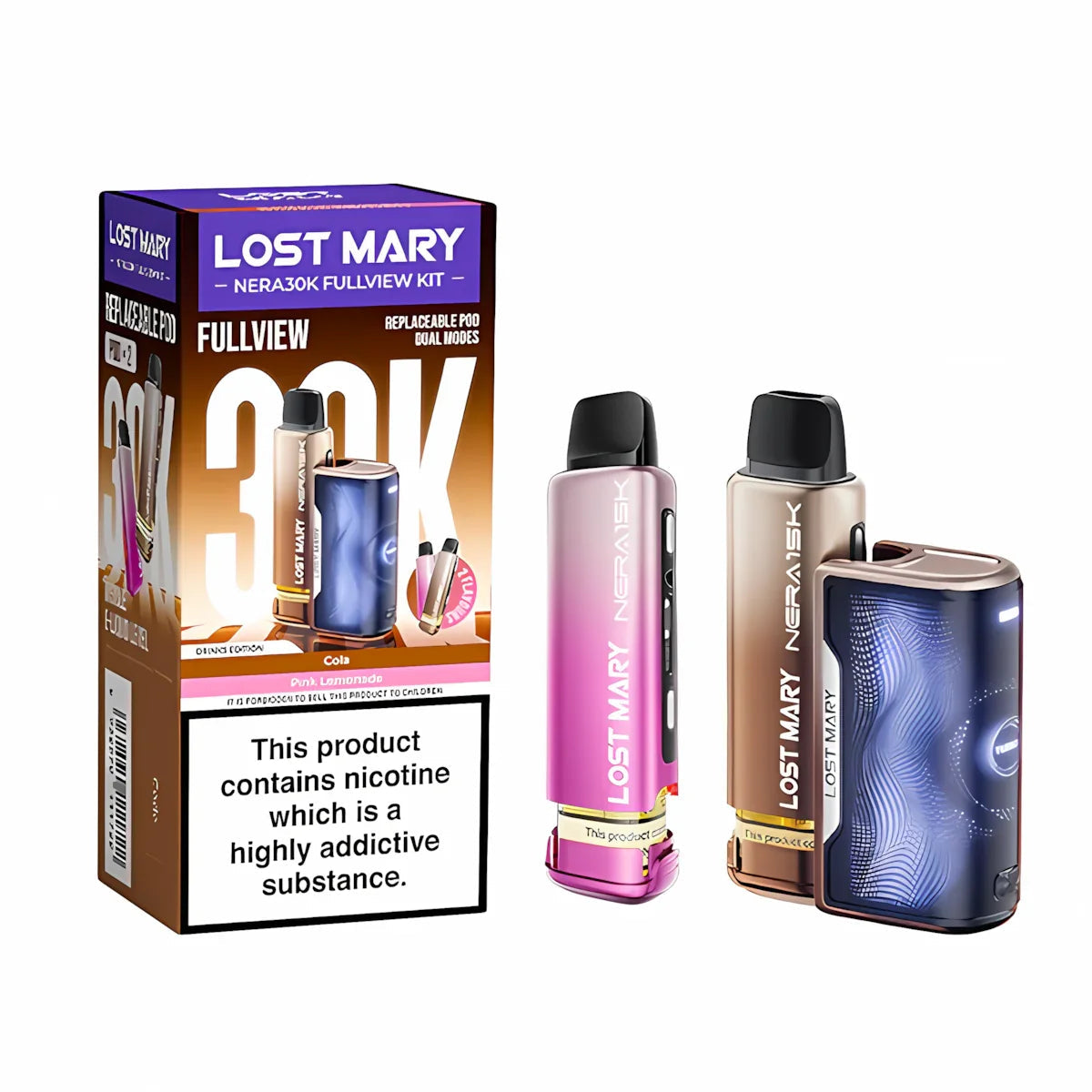 Lost Mary Nera 30K Fullview Prefilled Pod Kit, Drinks  Edition Flavour, Vape Wave UK