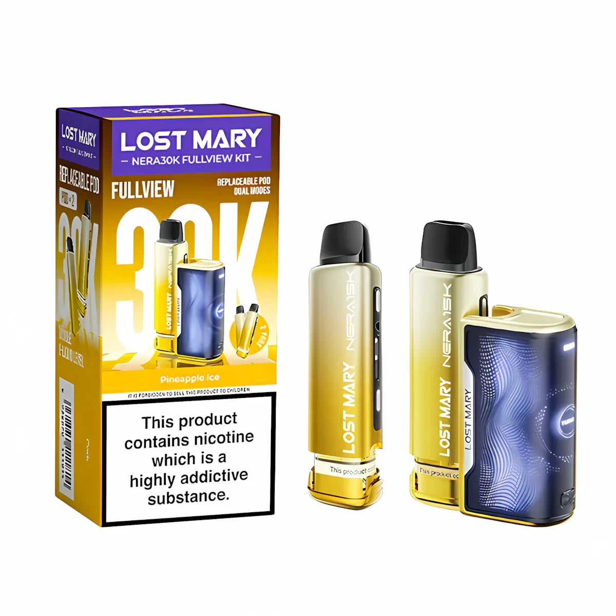 Lost Mary Nera 30K Fullview Prefilled Pod Kit, Pineapple Ice  Edition Flavour, Vape Wave UK