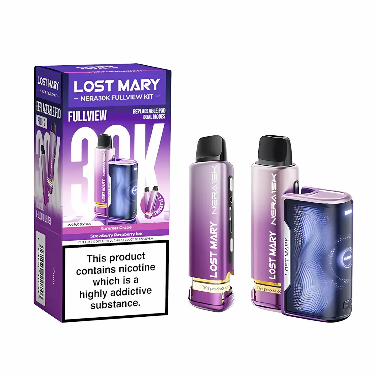 Lost Mary Nera 30K Fullview Prefilled Pod Kit, Purple Edition Flavour, Vape Wave UK