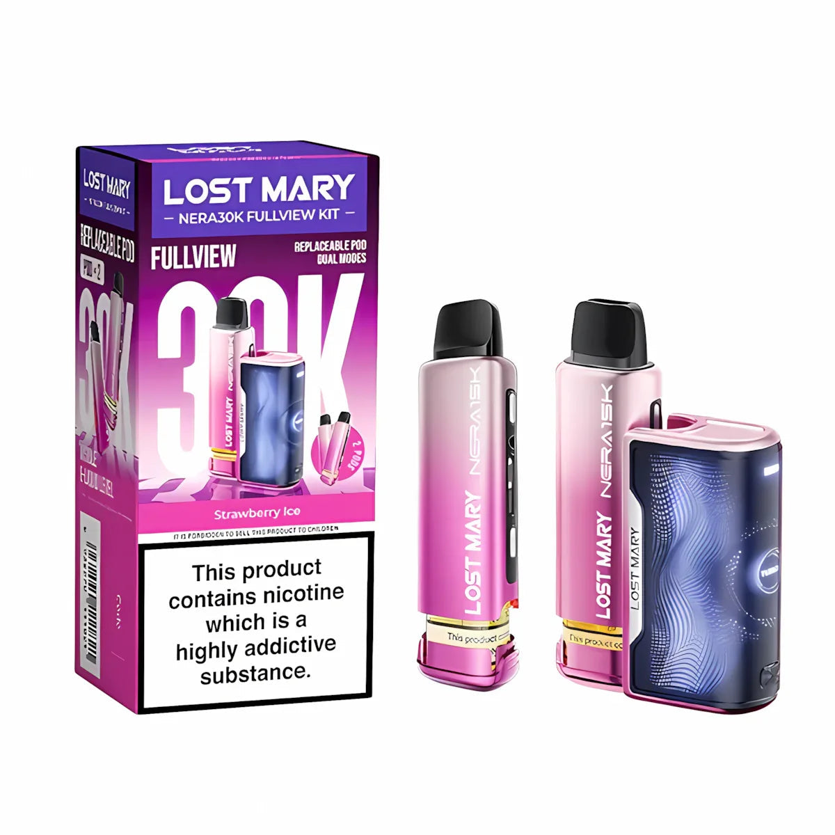 Lost Mary Nera 30K Fullview Prefilled Pod Kit, Strawberry Ice Edition Flavour, Vape Wave UK