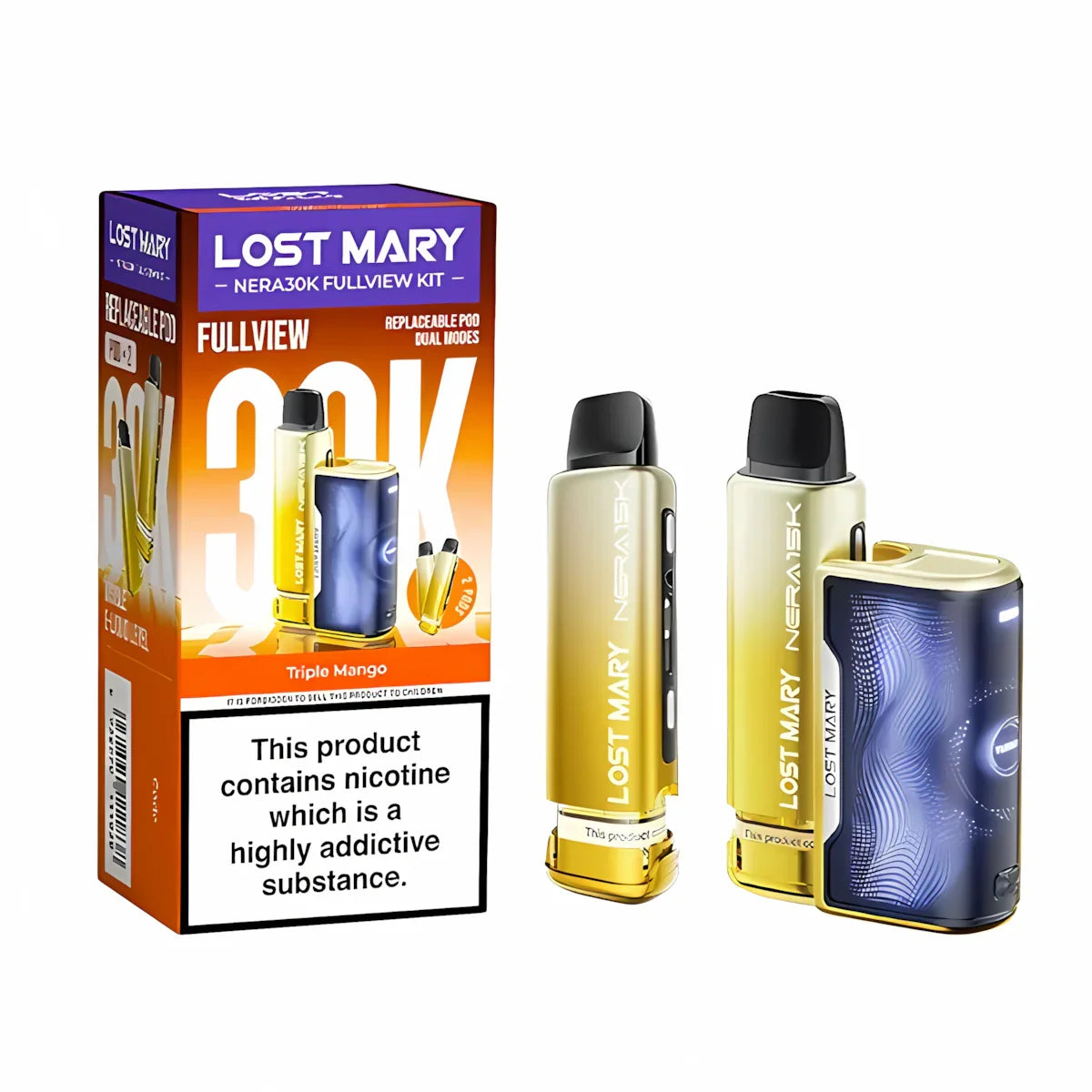 Lost Mary Nera 30K Fullview Prefilled Pod Kit, Triple Mango  Edition Flavour, Vape Wave UK