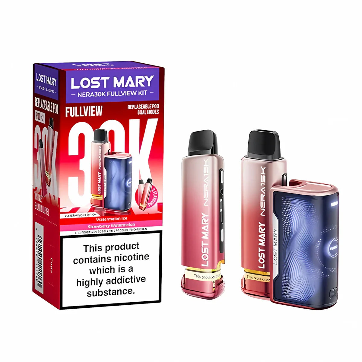 Lost Mary Nera 30K Fullview Prefilled Pod Kit, Watermelon  Edition Flavour, Vape Wave UK