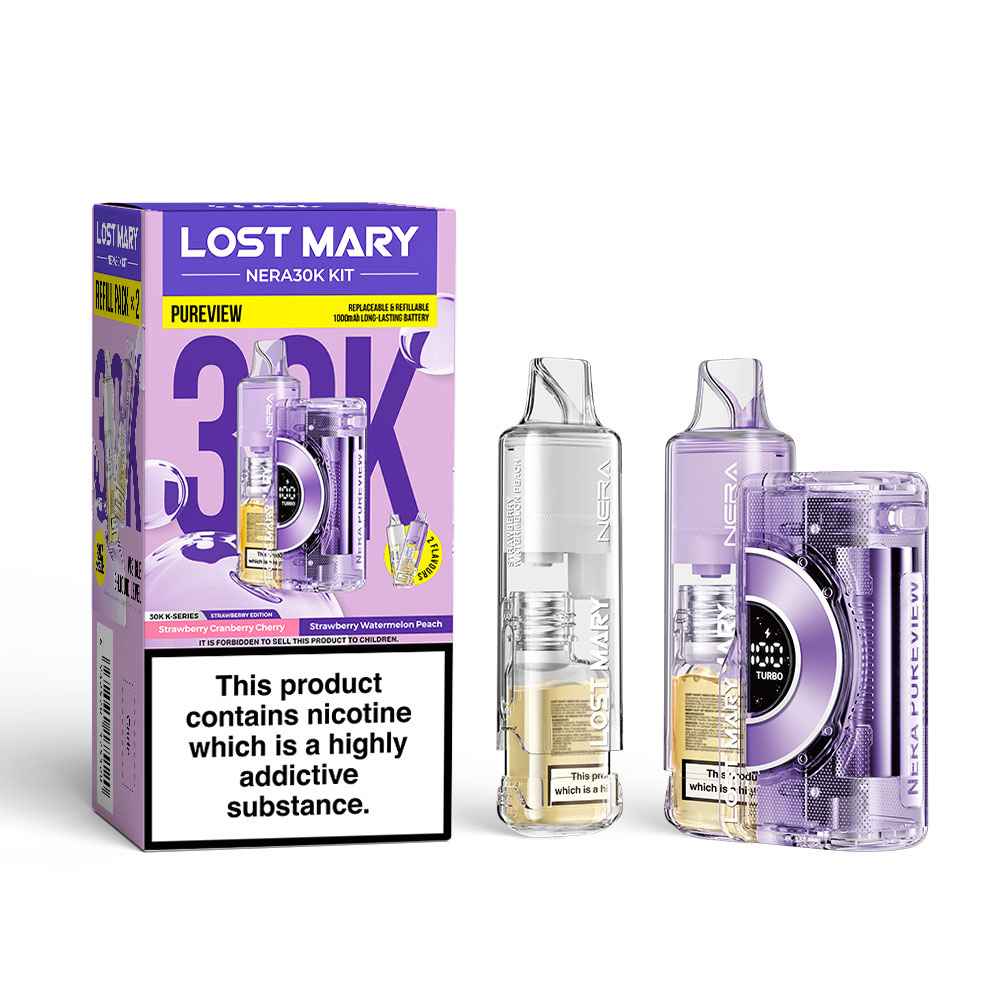 Lost Mary Nera 30K Pureview Prefilled Pod Vape Kit, Strawberry  Edition, Vape Wave UK