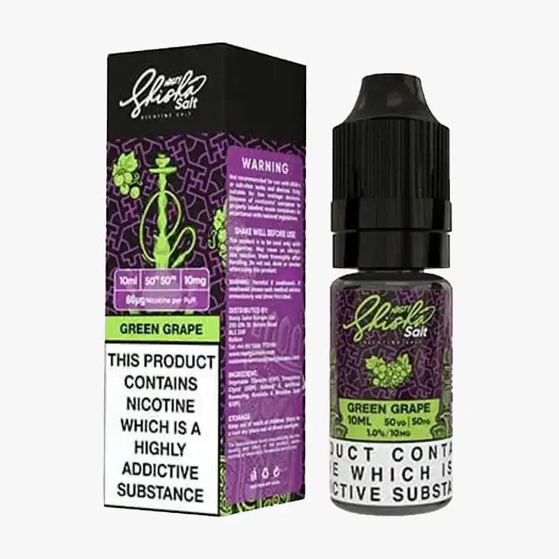 Nasty Juice Nic Salt 10ml E Liquid, Shisha Green Grape  Flavour, Vape Wave UK