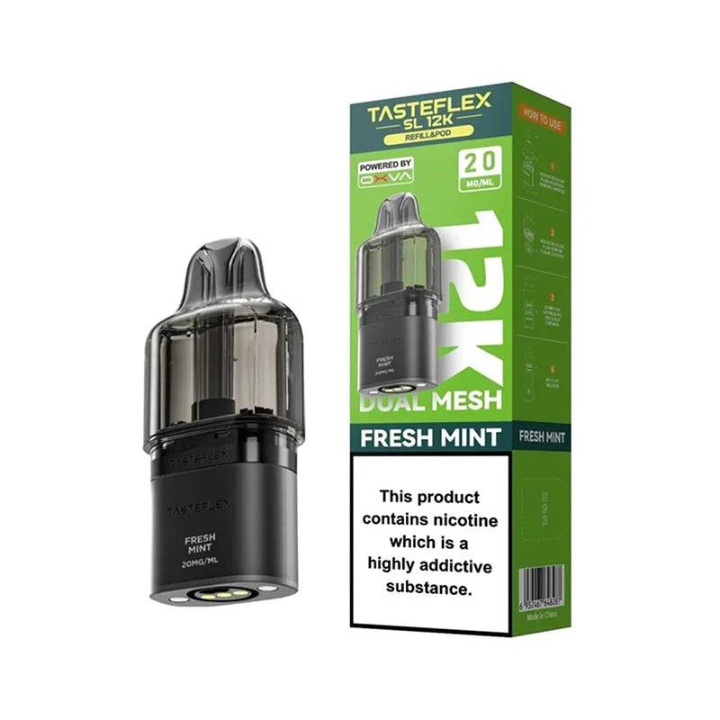Oxva Tasteflex SL 12K Pods Dual Mesh, Fresh Mint  Raspberry Flavour, Vape Wave UK

