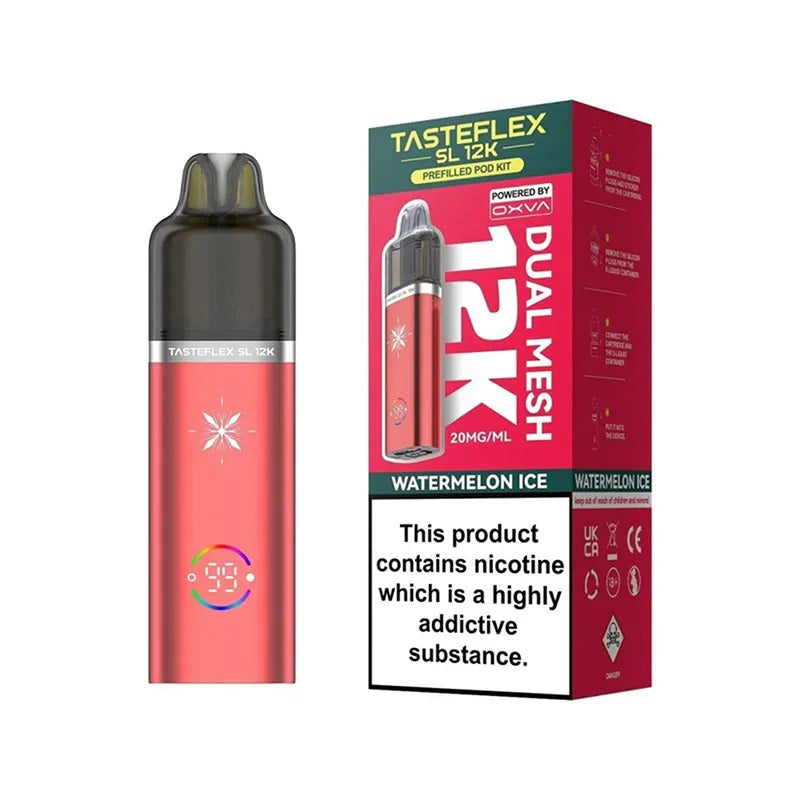 Oxva Tasteflex SL 12K Pod Vape Kit, Watermelon Ice  Flavour, Vape Wave UK