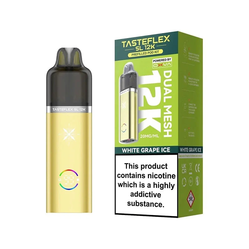 Oxva Tasteflex SL 12K Pod Vape Kit, White Grape Ice Flavour, Vape Wave UK