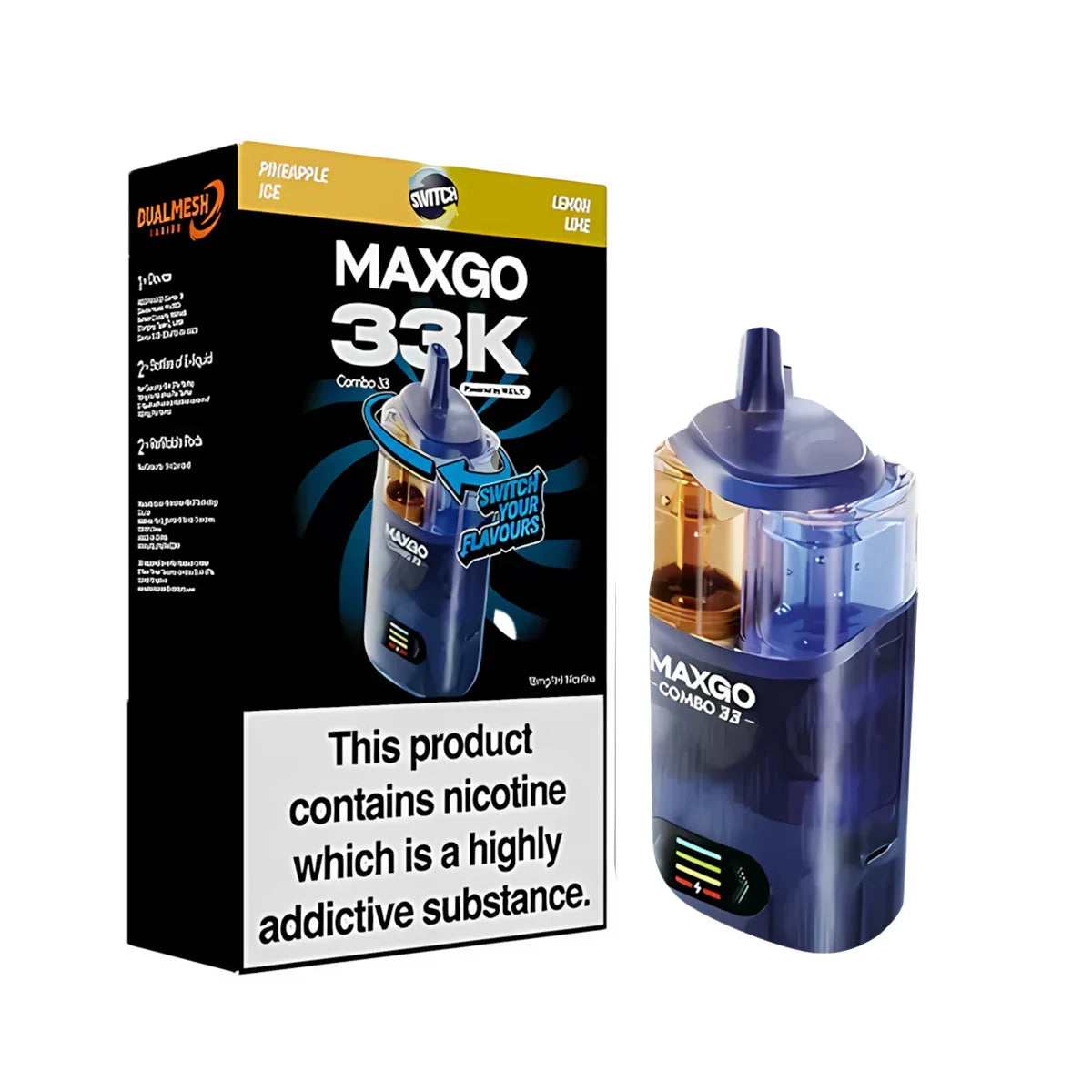 RELX MAXGO Combo 33K Pod Vape Kit, Pineapple Ice , Lemon Lime  Flavour, Vape Wave UK
