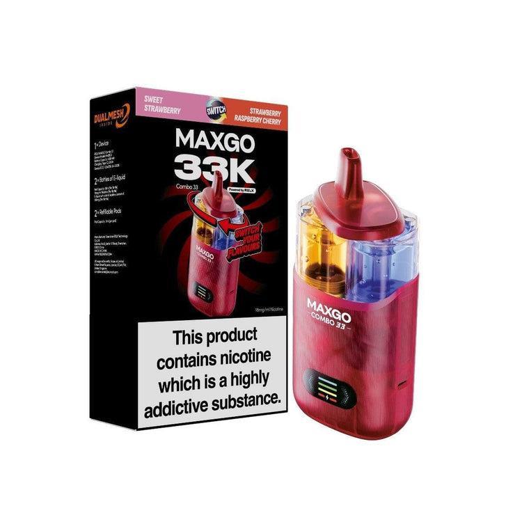 RELX MAXGO Combo 33K Pod Vape Kit, Sweet Strawberry And Strawberry Raspberry Cherry Flavour, Vape Wave UK