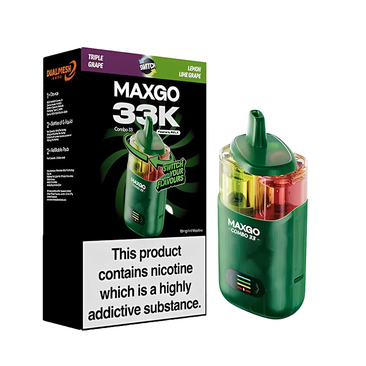 RELX MAXGO Combo 33K Pod Vape Kit,  Triple Grape, Lemon Lime Grape  Flavour, Vape Wave UK