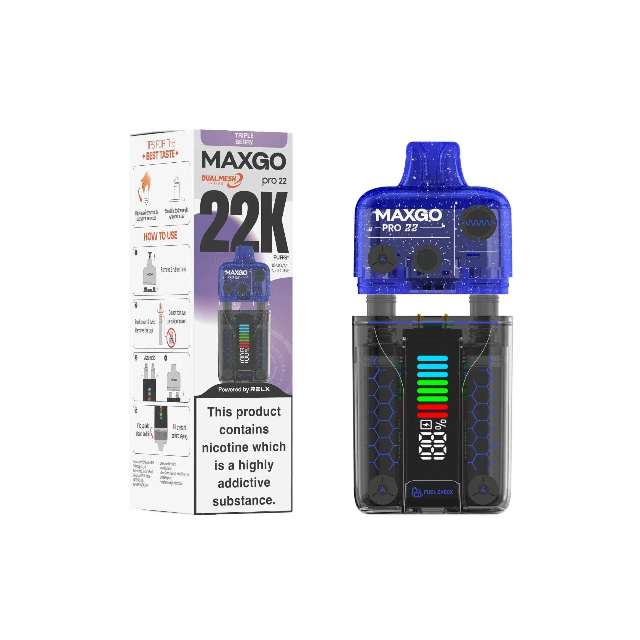 Relx MaxGo Pro 22000 Prefilled Pod Vape Kit