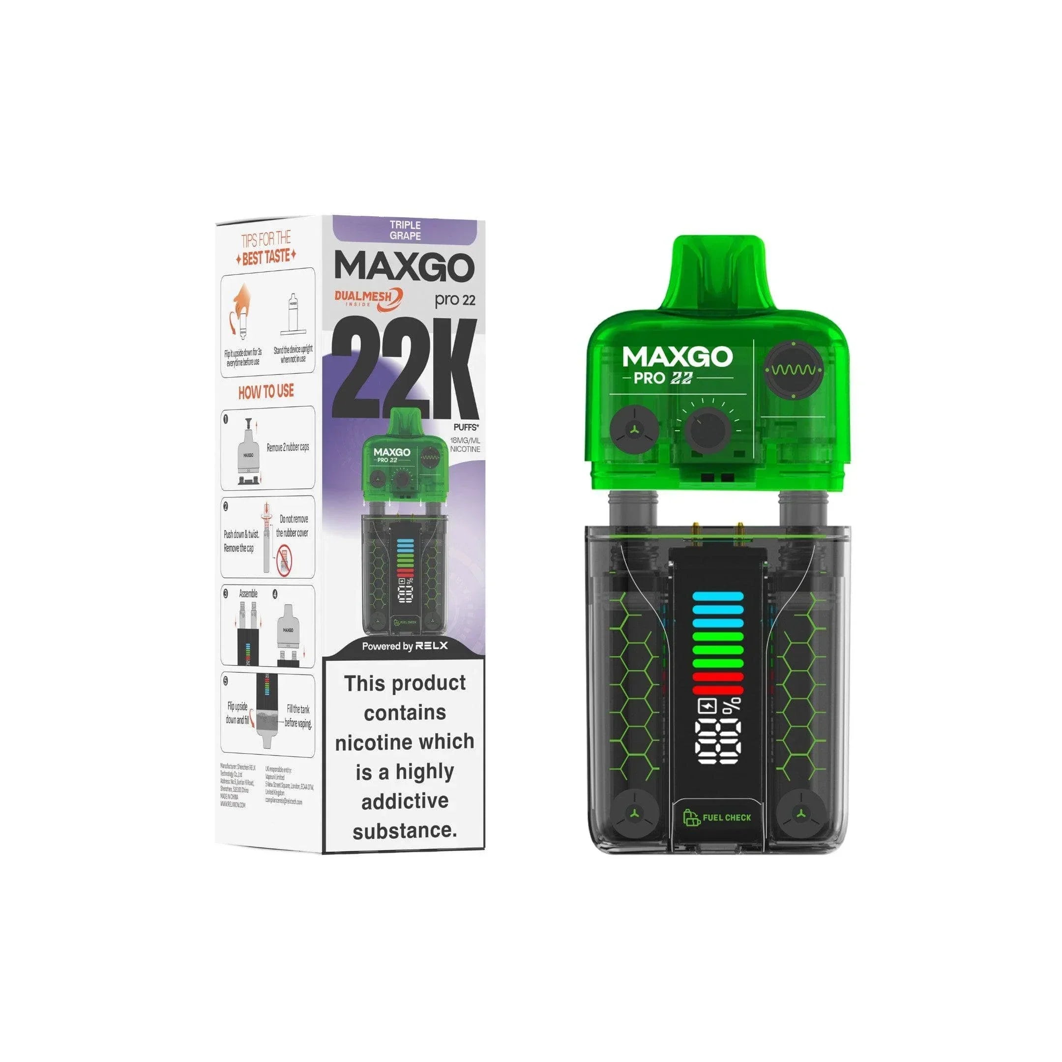 Relx MaxGo Pro 22000 Prefilled Pod Vape Kit