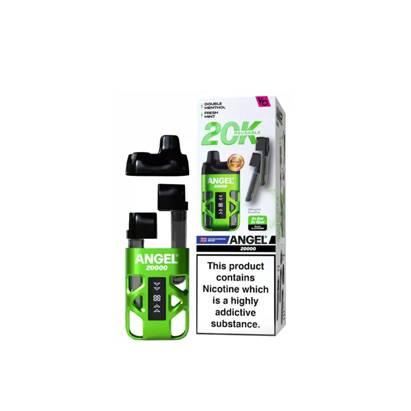 Vape Bars Angel 20,000 Prefilled Pod Vape Kit, Green Edition Flavour, Vape Wave UK