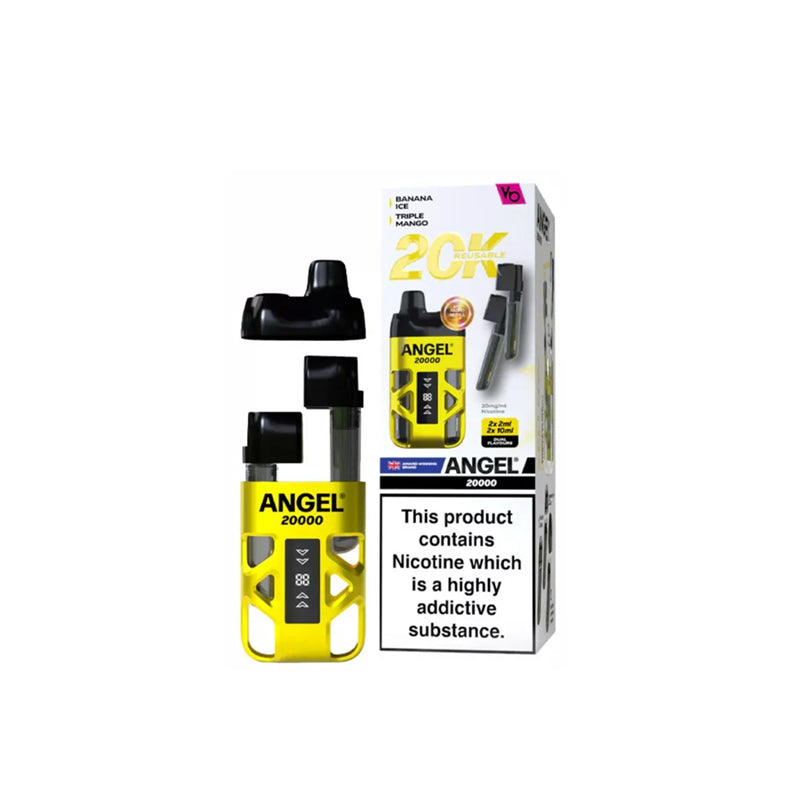Vape Bars Angel 20,000 Prefilled Pod Vape Kit, Yellow Edition Flavour, Vape Wave UK