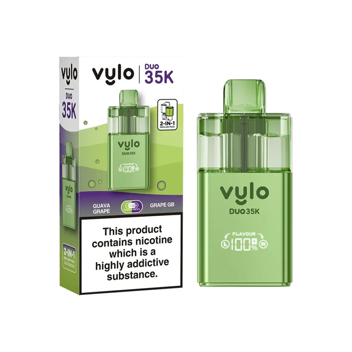 Vylo Duo 35,000 Pod Kit , Guava Grape, Grape GB Flavour, Vape Wave UK