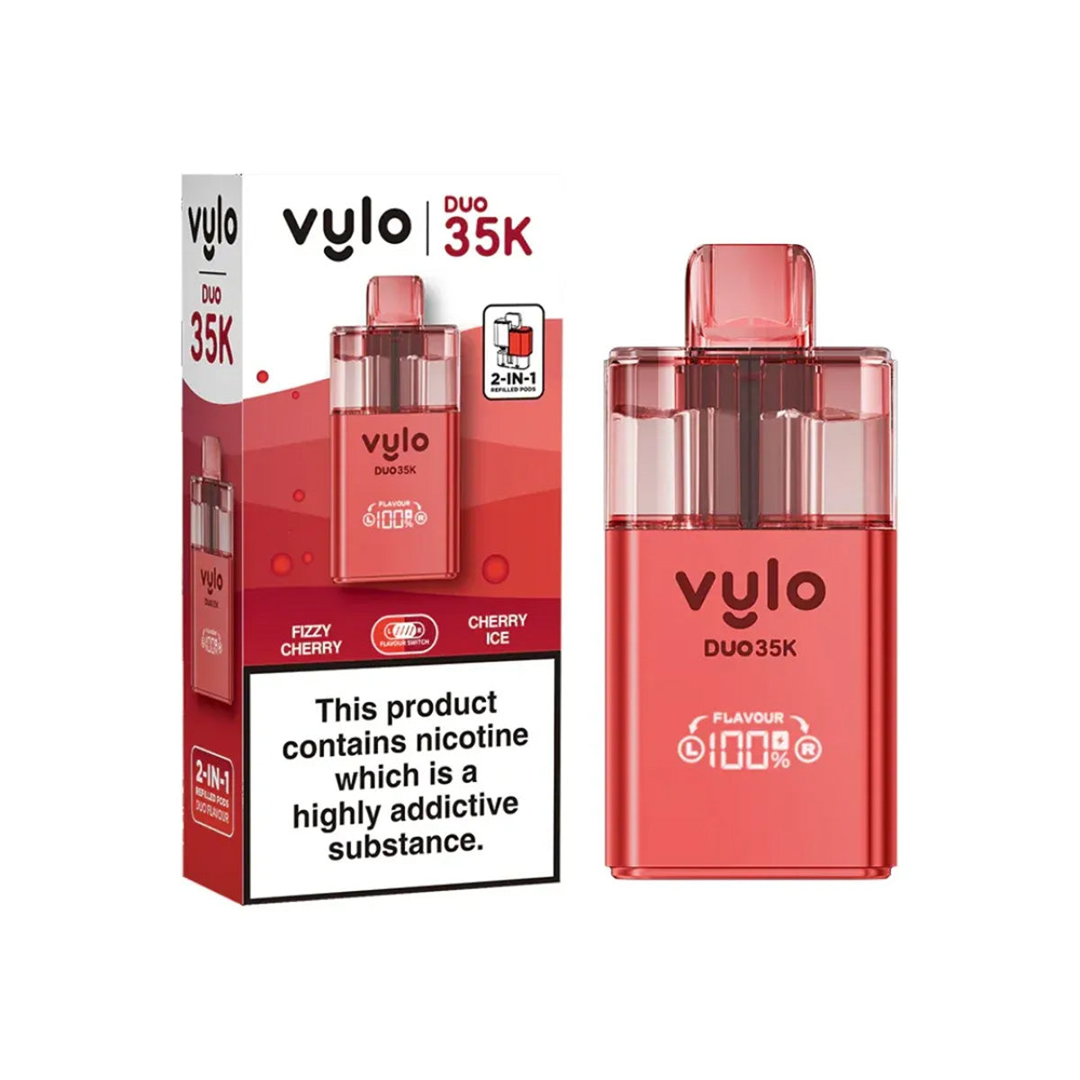 Vylo Duo 35,000 Pod Kit , Fizzy Cherry, Cherry Ice Flavour, Vape Wave UK
