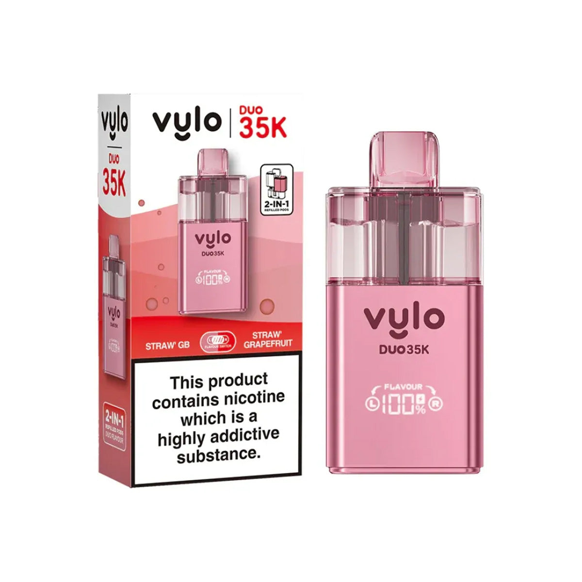 Vylo Duo 35,000 Pod Kit , Straw GB, Straw Grapefruit  Flavour, Vape Wave UK