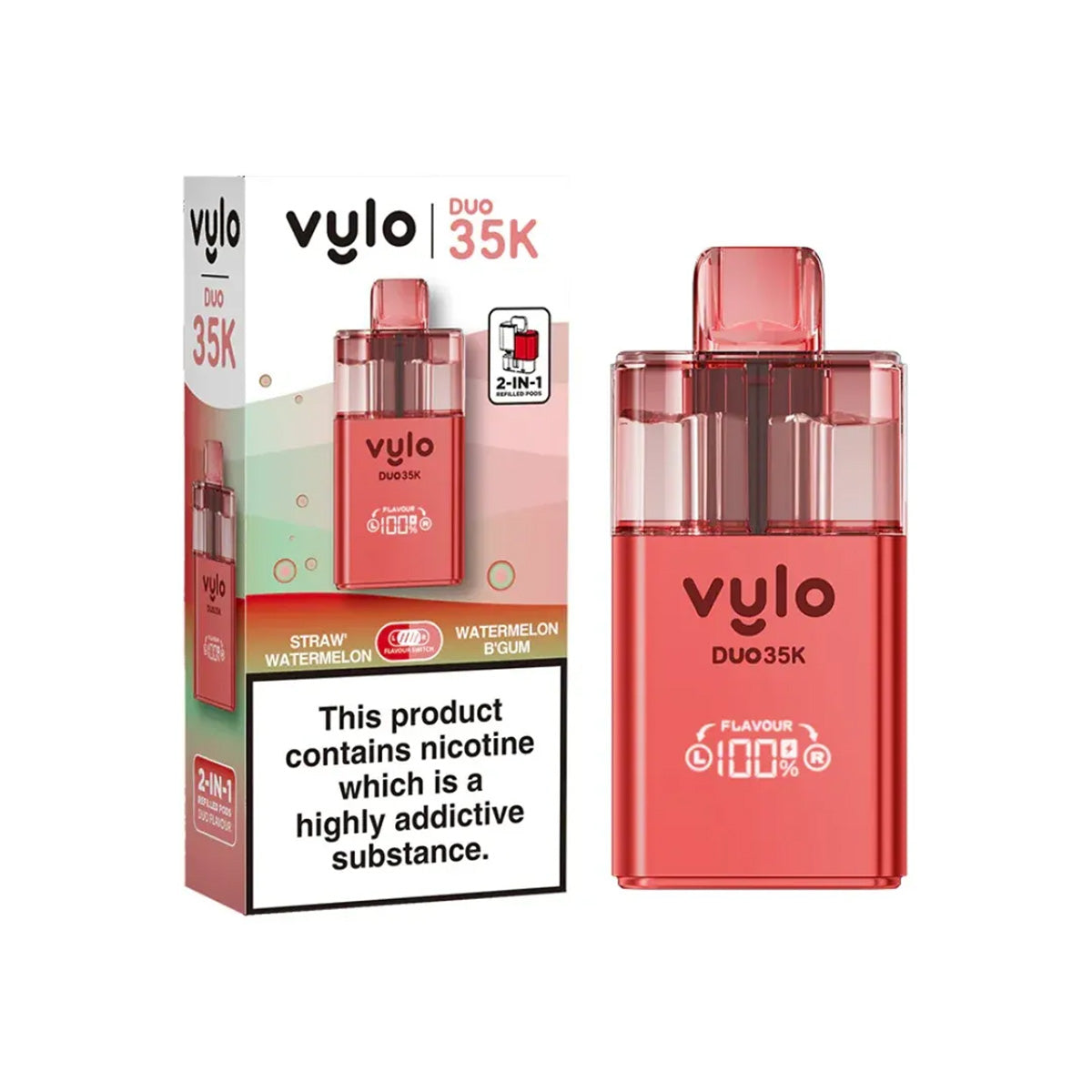 Vylo Duo 35,000 Pod Kit , Straw Watermelon, Watermelon B Gum  Flavour, Vape Wave UK